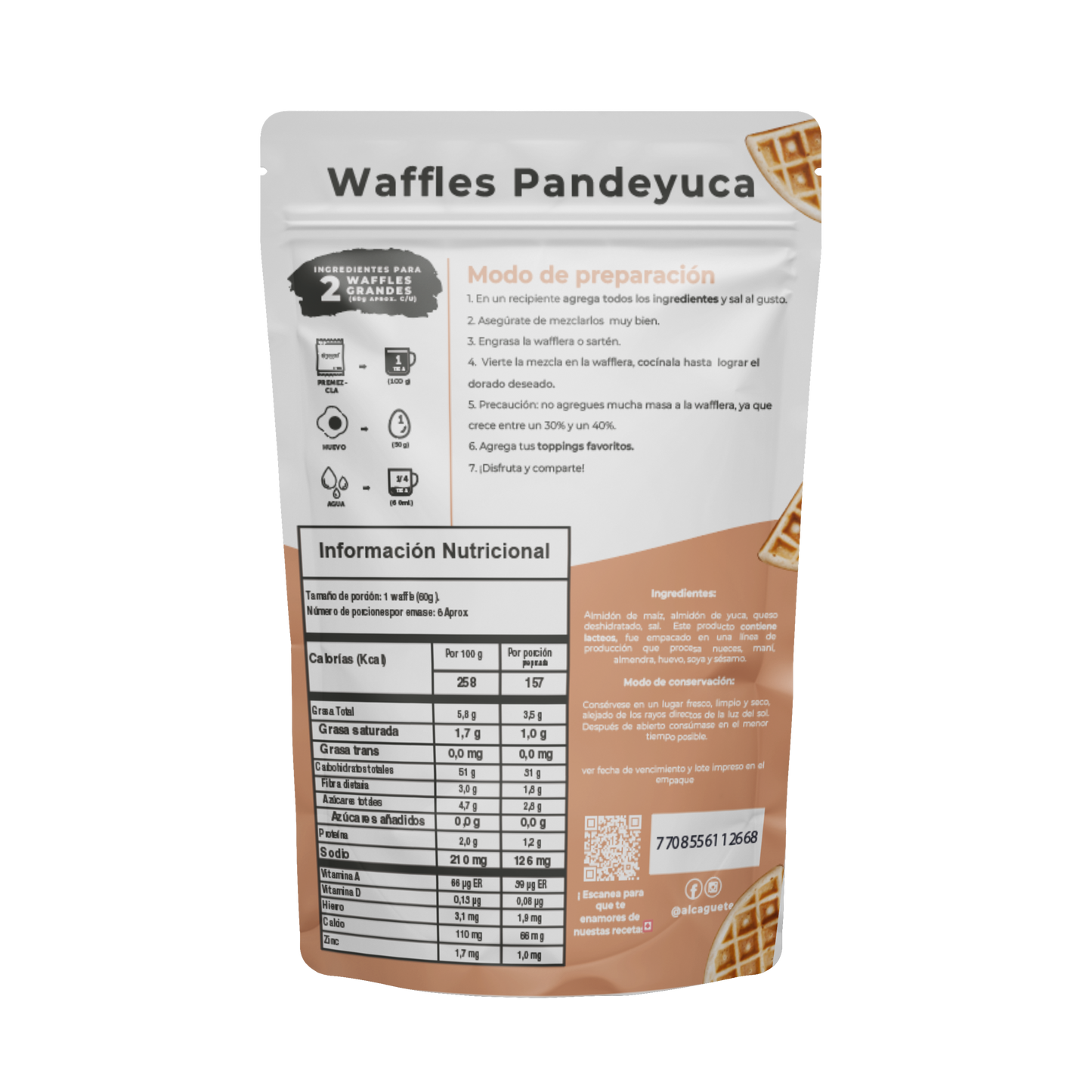 Premezcla Waffles Pan de yuca con Queso incluido 300g