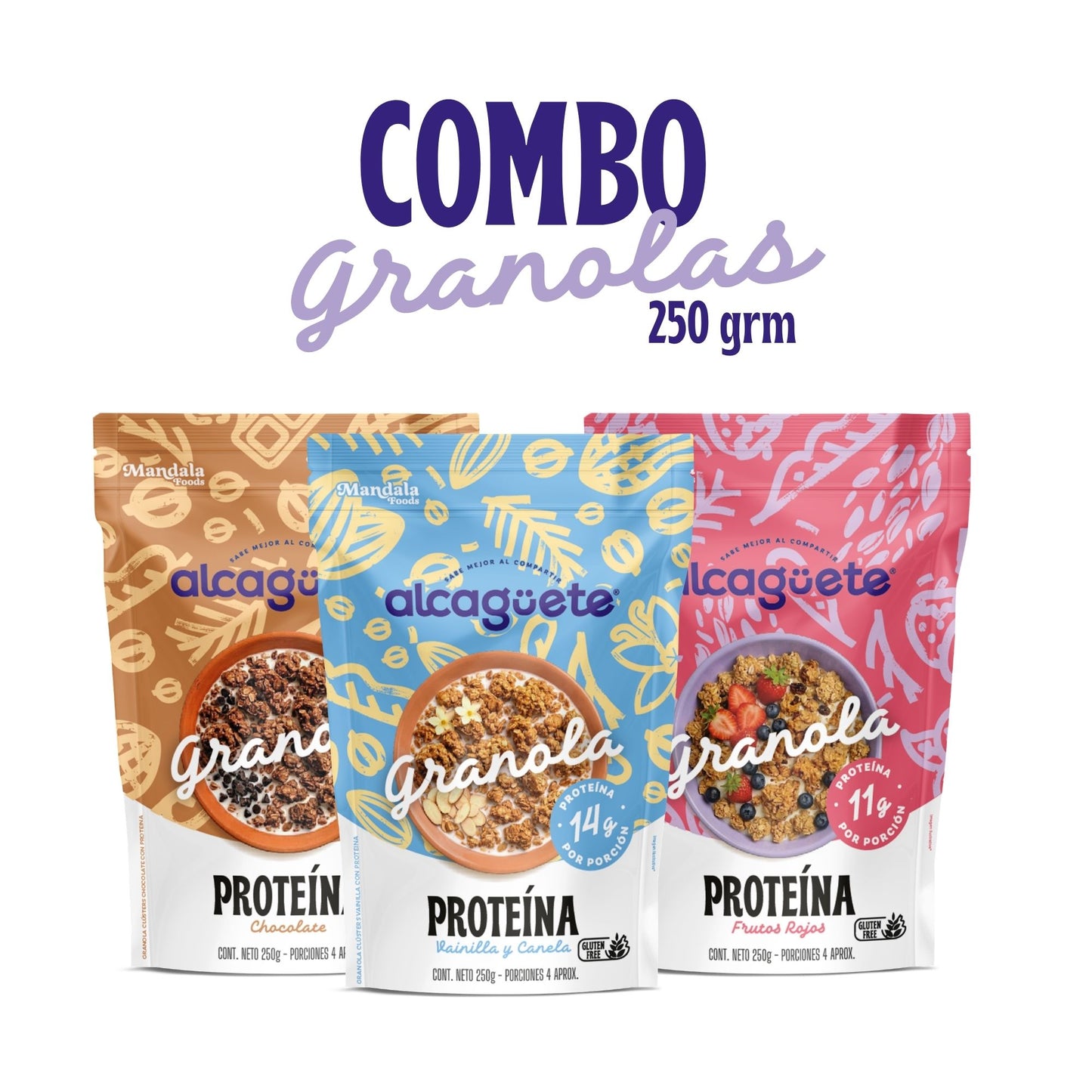 Trío de Granolas Proteicas x 250 gr