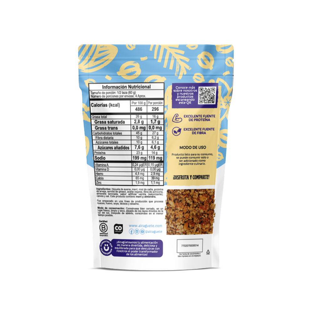 Granola con proteína sabor Vainilla Canela 250 grm