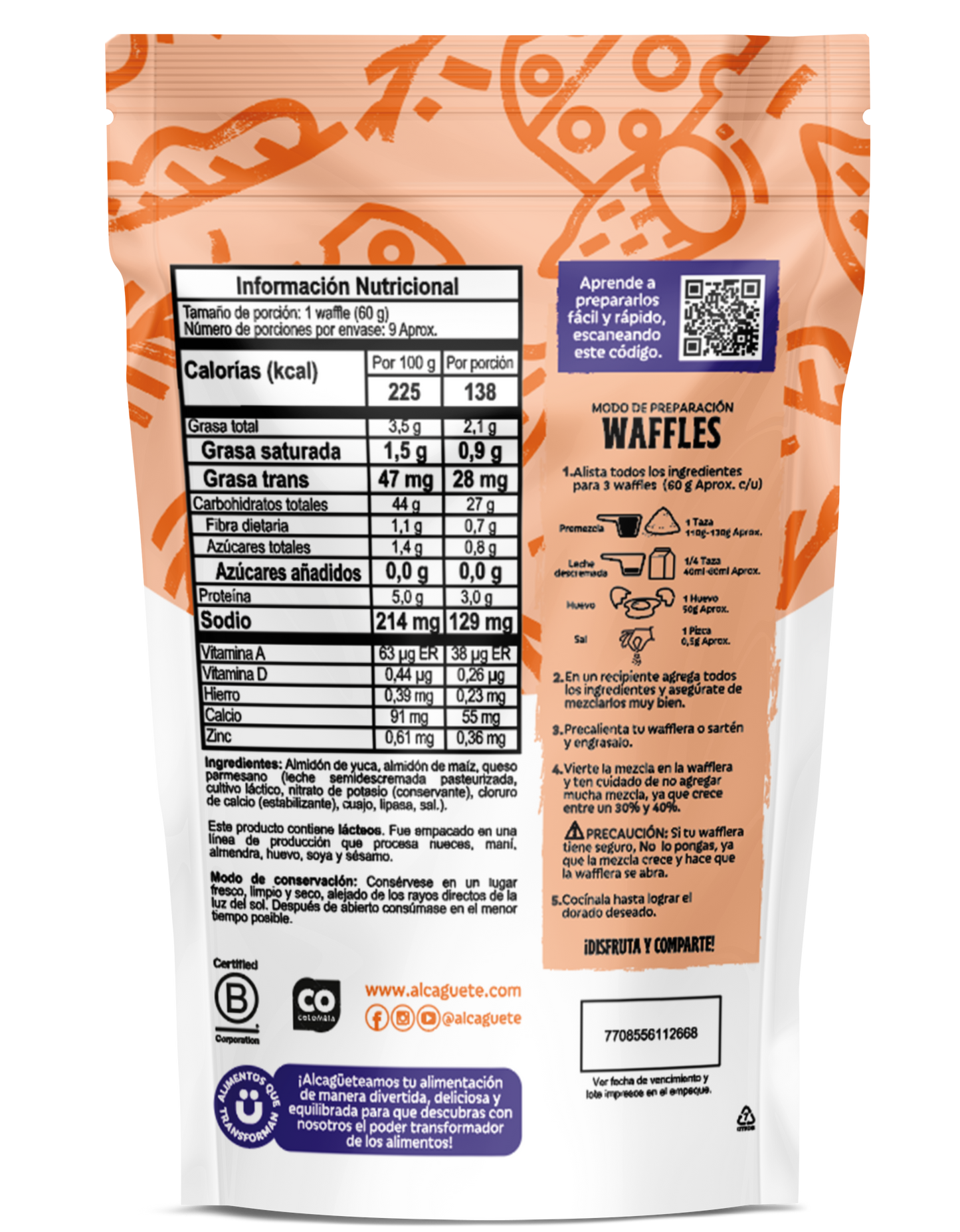 Premezcla Waffles Pandeyuca con Queso incluido 300g