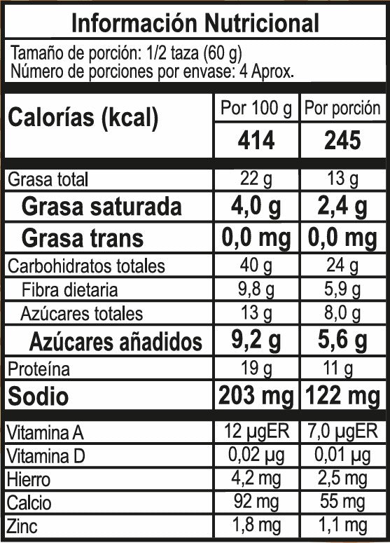 Granola con proteína sabor chocolate 250 grm