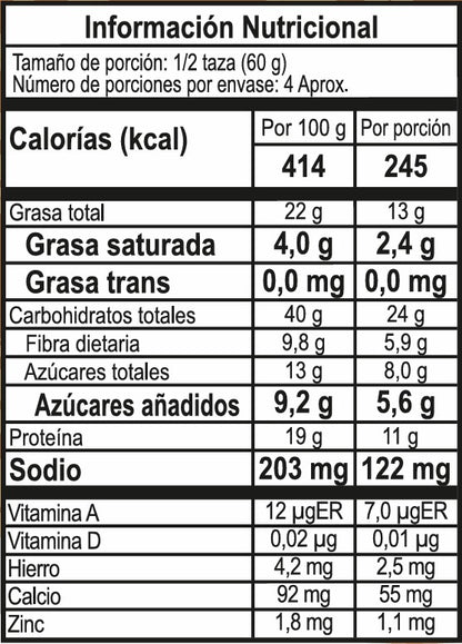 Granola con proteína sabor chocolate 250 grm